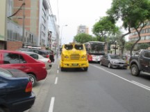 Armored car in Mariflower district of Lima, Peru.