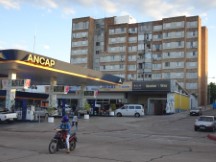 Apartments behind a gas station in Paysandu, Uruguay.