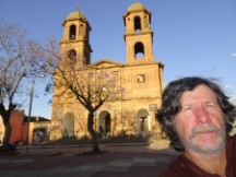 Ted in front of church on the main square of Dolores, Uruguay.