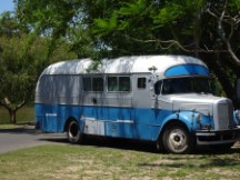 A camper bus near River park of Carmelo, Uruguay.