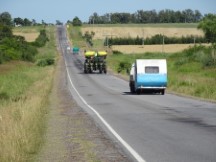 Typical farming traffic on Uruguay highway.