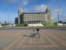 Ted’s bike in front of hotel-Casino in Montevideo, Uruguay.