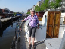 Amsterdam – Nancy on the boat we stayed on in Amsterdam – Frederick’s boat from Airbnb