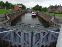 Netherlands – The Angelina (our barge boat) in a lock