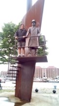 Belgium – Ted with iron man in Antwerp.