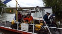 Belgium – Canal crossing on small ferry with Nancy Ferry.