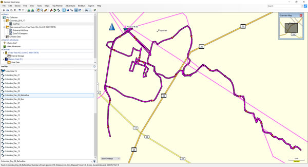 Day 6, Saturday, November 19, 2016 - Route Map – Before bus – Around Popayan, Colombia.
