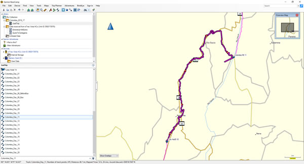 Day 11, Thursday, November 24, 2016 - Route Map – Between Armenia and Medellin, Colombia.