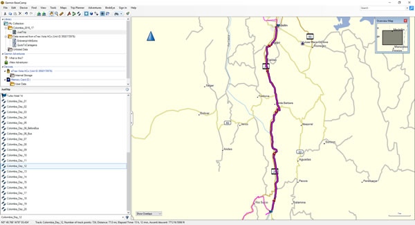 Day 12, Friday, November 25, 2016 - Route Map – South of Medellin to Medellin, Colombia.