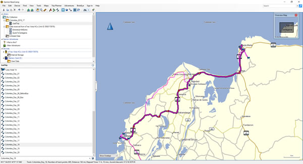 Day 18, Thursday, December 1, 2016 - Route Map – Santa Marta to Cartagena, Colombia.