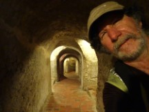 The hallway to small rooms at Castillo de San Felipe de Barajas in Cartagena, Colombia.