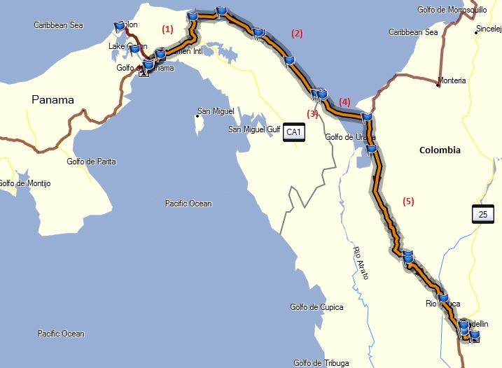 The complete Panama/ Colombia (Darian Gap) GPS track – 2017
