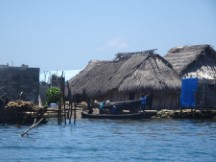Homes on one of the inhabited San Blas islands of Panama.