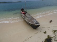 Doug out log canoe in San Blas Islands, Panama.