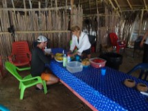 Dinner preparation at Kuna Village on the largest San Blas Island, Panama.