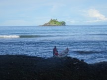Canoe seen from trail to La Coquerita, Colombia from Capurgana, Colombia.