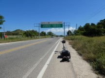 Ted’s bike at the Provencal border between Acapulco and Huatulco, Mexico.
