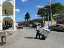 Ice cream man in small town near Chimaltenango, Guatemala.