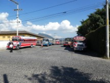 Bus station in Antigua, Guatemala.