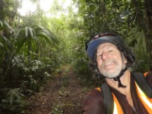 Ted with his bike at Tikal National Park, Guatemala.