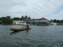 The blue hotel is where Ted stayed at in Livingston, Guatemala.