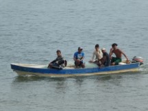 Boat on Lago De Izabal near Castillo De San Felipe, Guatemala.