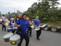 One of the marching bands in the parade that went through Rio Dulce, Guatemala.