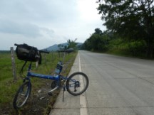 Ted’s bike on the highway between El Estor, Guatemala and Rio Dulce, Guatemala.