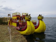 Lake Titicaca near Puno, Peru – floating islands – boat made of straw