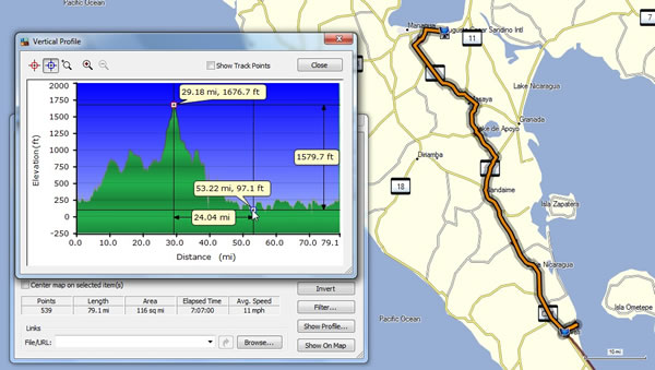 Day 1, Saturday, April 20, 2019 - Route Map – Managua, Nicaragua to Rivas, Nicaragua (mostly on bus).