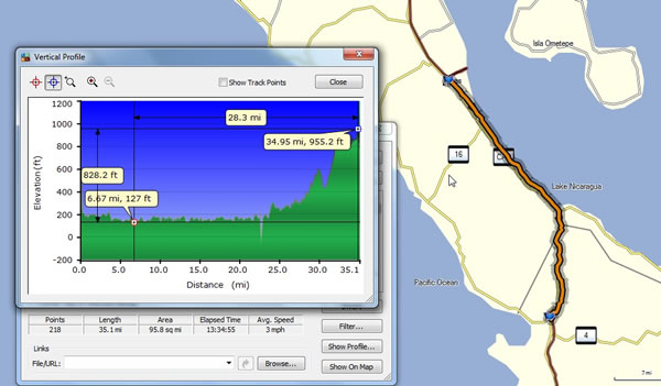 Day 2, Sunday, April 21, 2019 - Route Map – Rivas, Nicaragua to La Cruz, Costa Rica.