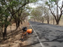 Ted’s bike on Pan American highway shoulder south of Rivas in Nicaragua.