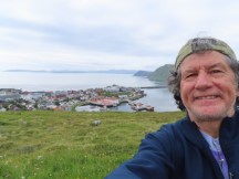 Ted on hill overlooking Honningsvåg, Norway.