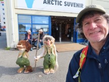 Ted with Trolls near visitor center in Honningsvåg, Norway.