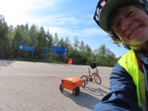 Ted with his bike after leaving Enontekiö, Finland.