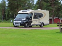 Camper at Pajala campground in Pajala, Sweden.