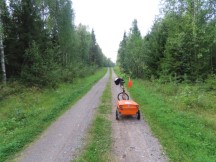 Ted’s bike on the road he needed to take to avoid riding on highway E4 near Töre, Sweden.