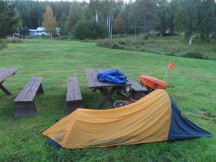 Ted’s campsite in City Park of Skogså, Sweden.
