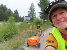 Ted with his bike as he is leaving Piteå, Sweden.