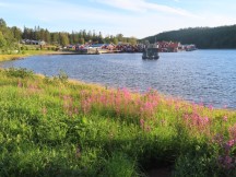 The town of Norrfällsviken, Sweden seen across a Baltic Sea inlet.