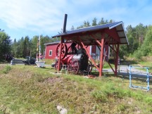 Steam engine tractor at Mjällom Vandrarhem & Motormuseum – a museum in Mjällom, Sweden.