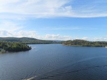 View of Ångerman River from the bridge to Lunde, Sweden.