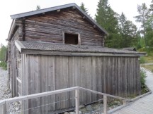 Historic log building near Lövhällan trail on outskirts of Härnösand, Sweden. (Länsmuseets Sjöbodar)