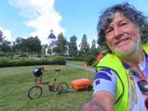 Ted with his bike and Church behind him near Åsäng, Sweden.
