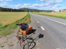 Ted’s bike on highway 331 just south of Åsäng, Sweden.