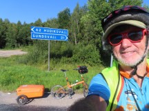 Ted with his bike between Sundsvall, Sweden and Ortsjön, Sweden.