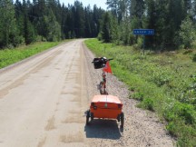 Ted’s bike on the road between Ortsjön, Sweden and Trollsved, Sweden.