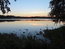 Sunset over pond in Hudiksvall, Sweden. (Den stora Lillfjärden)