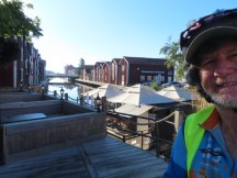 Ted in front of old fishermen huts in Hudiksvall, Sweden.