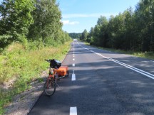 Ted’s bike on road between Iggesund, Sweden and Källene, Sweden.